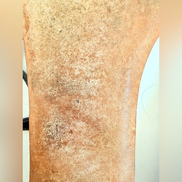 Prada Dark Navy blue leather T strap square toe flat thong sandals EU 38 - Picture 9 of 9